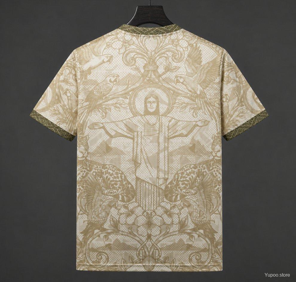 2026 Brazil World Cup Jesus Gold Cream Special Edition Shirt