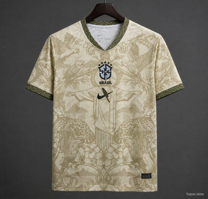 2026 Brazil World Cup Jesus Gold Cream Special Edition Shirt