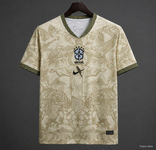 2026 Brazil World Cup Jesus Gold Cream Special Edition Shirt